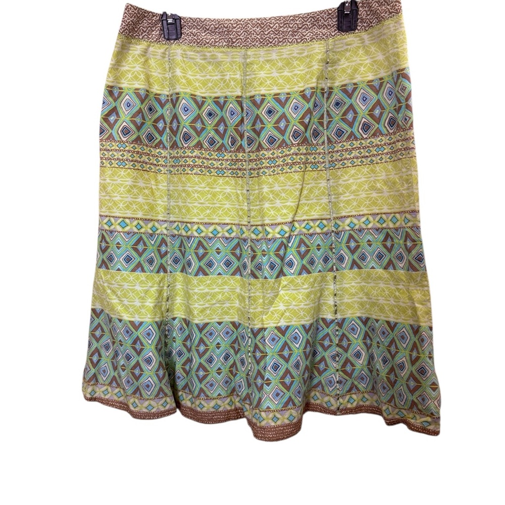 Sigrid Olsen Multicolor Patterned A-Line Scandinavian Cotton Skirt sz 14